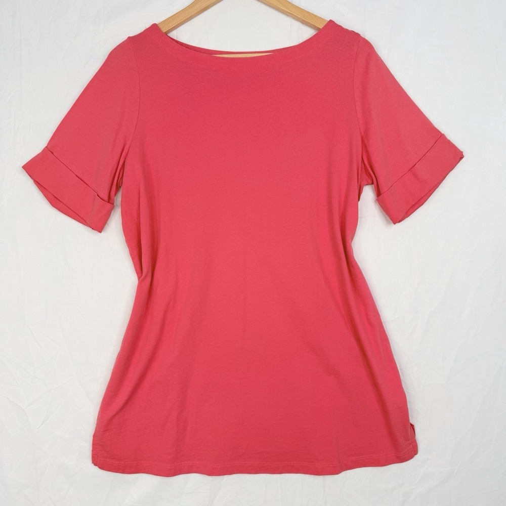 Woman Within Size 14/16 M. Pink-Knit Short Sleeve T-Shirt 100% Cotton Round Neck